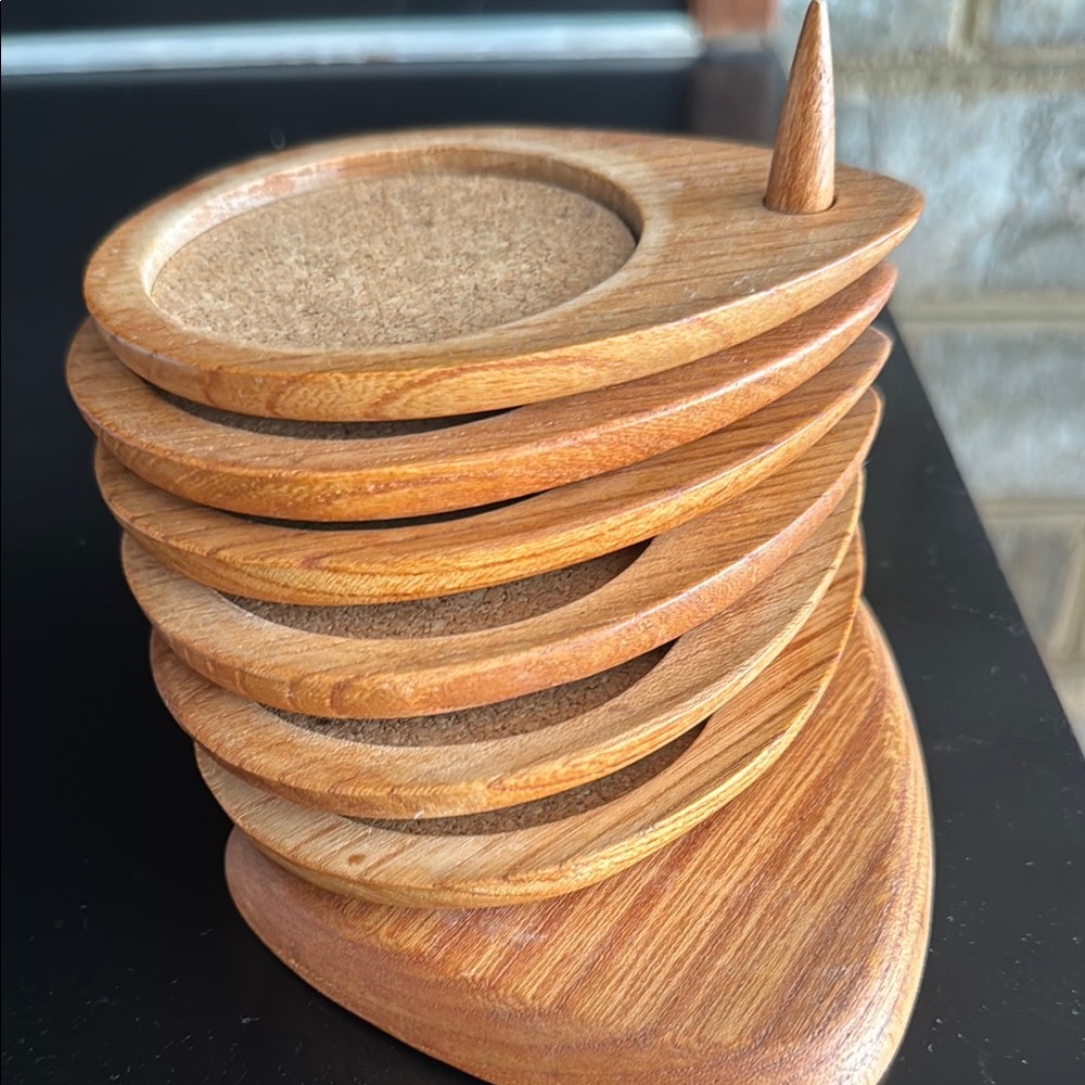 MCM Wooden Coaster Set with Holder